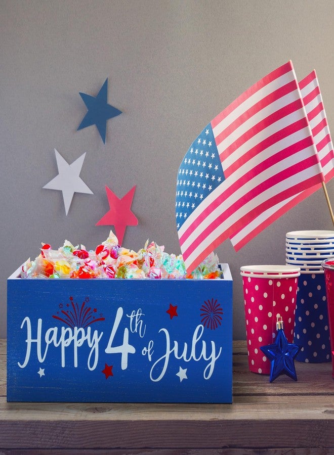 Anglechic 4th of July Candy Dish Wooden Patriotic Candy Bowl for Tiered Tray 4th of July Dishes 4th of July Bowl Wood Serving Bowl for Independence Day Table Shelf Home Decoration (Blue, Happy Style) - Image 5
